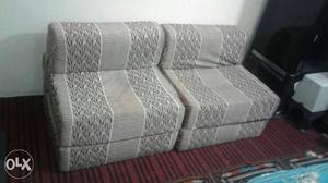 Two Gray Suede Sofa