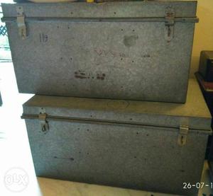 Two strong iron boxes  inches