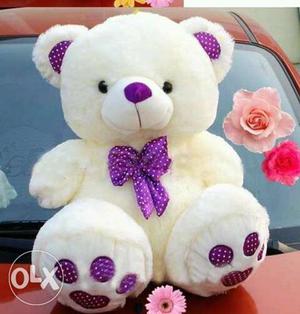 White And Purple Teddy Bear