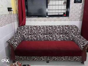 White And Red Suede Sofa