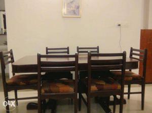 Wooden Solid wood dinning set table+ 6 chairs for immediate