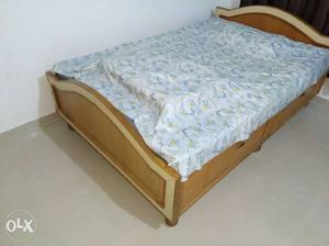 Wooden bed with storage and matress