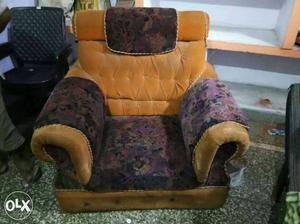 Yellow And Purple Floral Sofa Armchair
