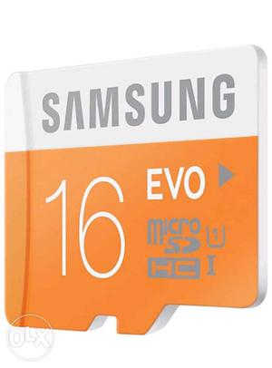 16 White And Orange Samsung EVO Micro SDHC Card