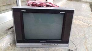 Black And Gray Wide-screen CRT TV
