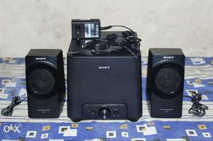Black Sony 2.1 Speakers