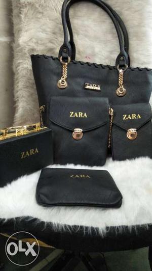 Set Of 5 Black Zara Bags