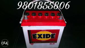 White And Red Exide Battery