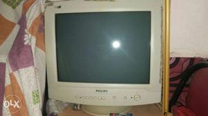 White Philips Widescreen Computer CRT Monitor