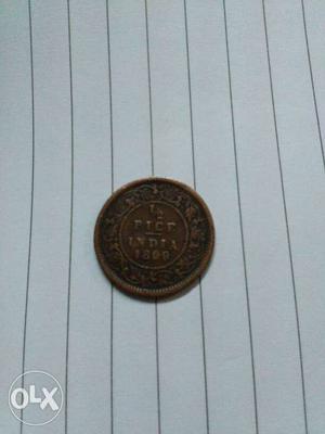 Antique Coin -1/2 Pice India , Victoria Empress.