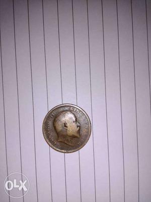 Antique Coin - One Quarter Anna India , Edward 7