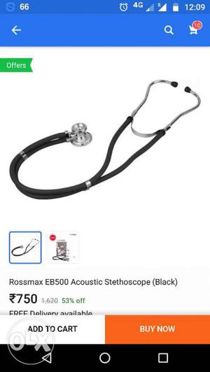 Black Rossmax EB500 Acoustic Stethoscope