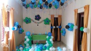 Blue, White, And Green Balloons