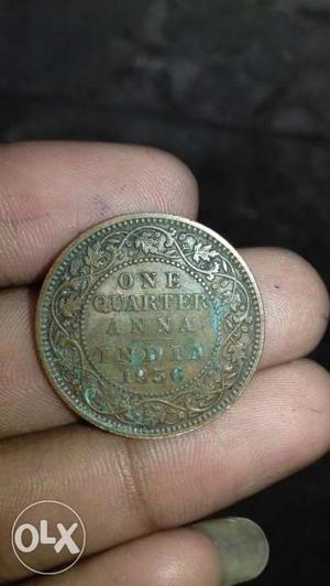 Bronze Round Coin  sall One quarter anna