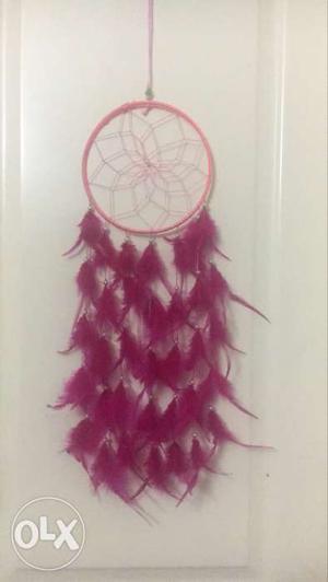 Pink And Red Feather Dream Catcher