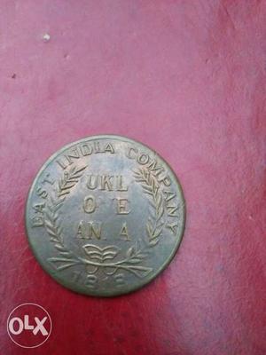Round India Company One Anna Coin