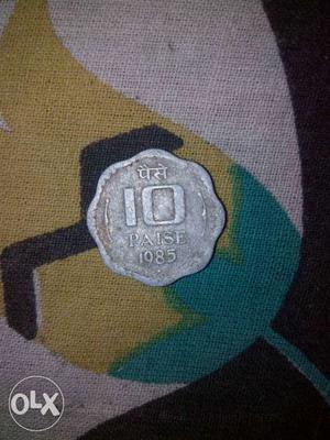 Scalloped 10 Paise  Silver Coin