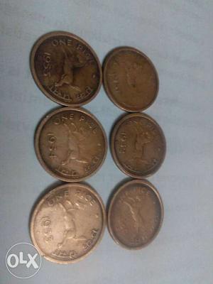 Six One Indian Pice Coins