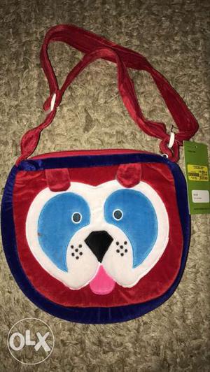 Blue, White And Red Dog Printed Crossbody Bag