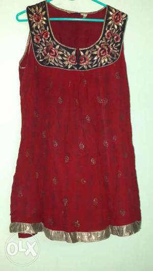 Brown And Red Floral Tank Dress