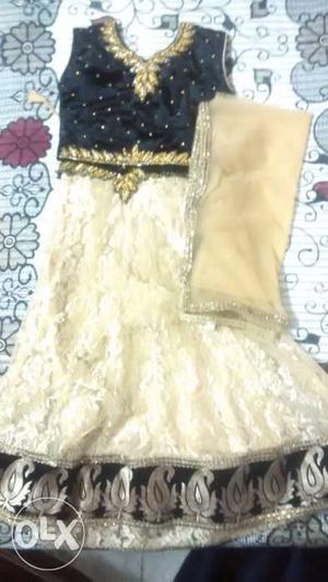 Cream and black ghagra choli wore only once on