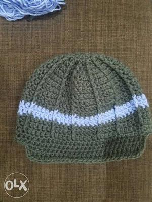Green And White Knit Cap