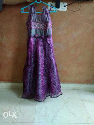 Kids Purple Floral Sleeveless Dress