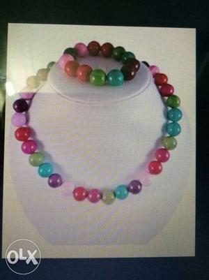 Multiclored Beaded Bracelet And Necklace