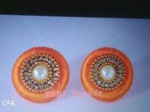 Orange Silk Thread Earrings