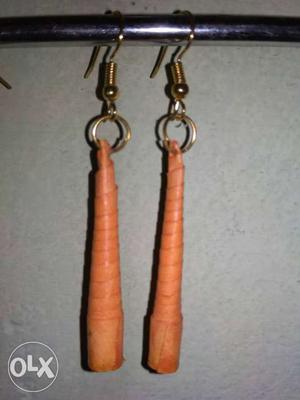 Pair Of Orange Hook Earrings