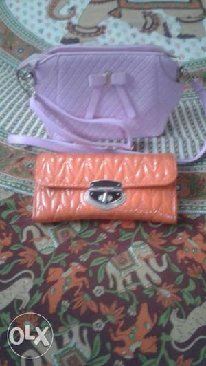 Pink sling bag nd orange wallet