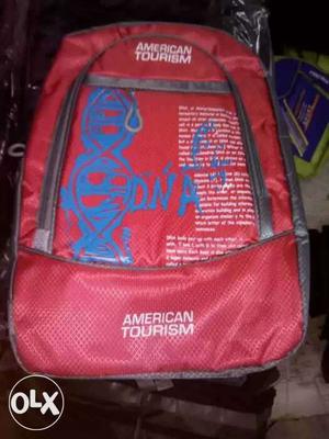 Red And Gray American Tourism Backpack