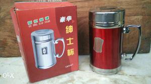 Red And Stainless Steel Mug With Box