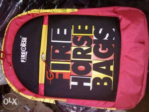Red, Black And Yellow Fire Horse Bags Backpack
