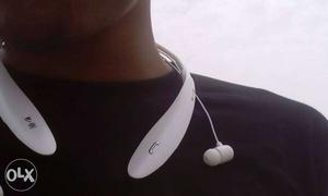 White Neckband Bluetooth Earphones
