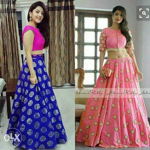 Women's Pink And Blue Traditional Dress
