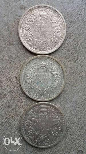 2 One Rupee Silver coin British India George king