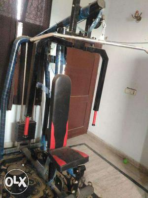 Black And Red Leather Exercise / Gym Equipment With weights