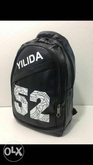 Black Yilida 52 Leather Backpack
