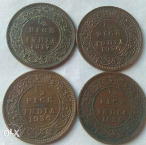 Four Indian Pice Coins