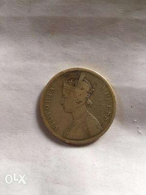 Old British India Coin  Queen Victoria