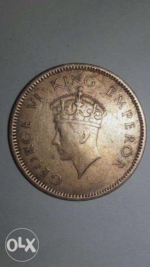 Round George VI King Emperor indina 2 Coins
