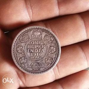 Round Silver 1 Indian Coin