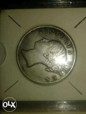 Round Silver Victoria Coin In Box