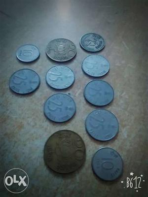 Silver 25 Indian Paise Coins