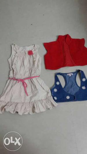 Cotton frock with 2 boleros. age group: 4-5 years