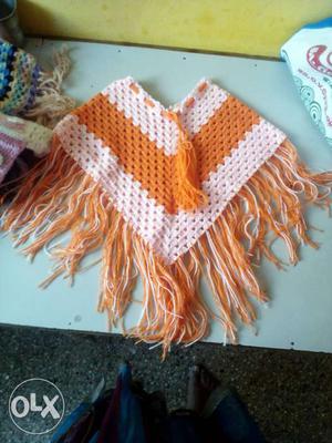 Orange And White Knit Coat