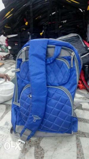 Quilted Blue Backpack
