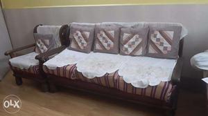 3 Seater Sofa Set + 2 Chairs - Wooden material available at
