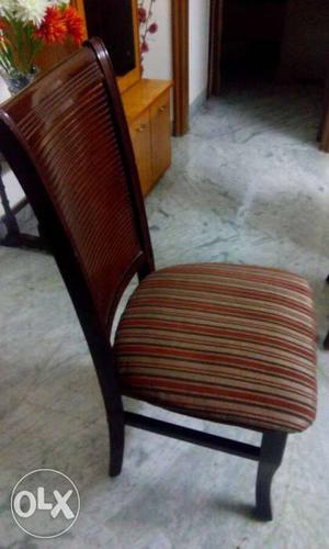 6 cushioned dining chairs, brown